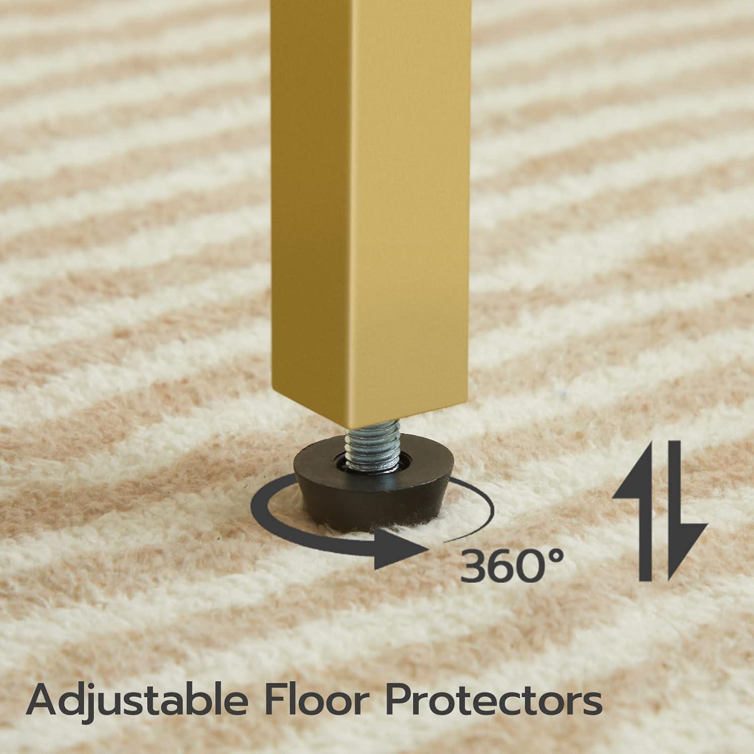 End Tables Set of 2 with Charging Station and USB Ports, 3-Tier Nightstands with Adjustable Shelves, Small Side Tables for Small Space in Living Room, Bedroom, White and Gold DW112BZP201G1