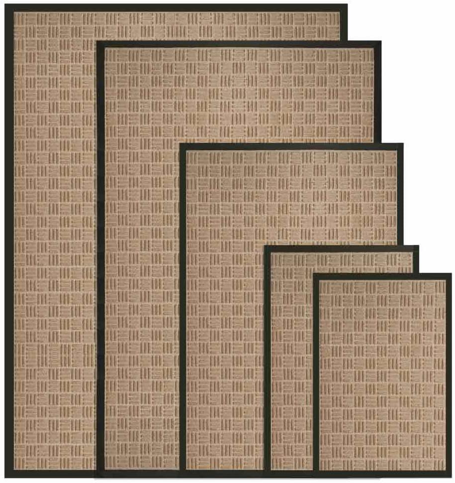 Rubber-Cal "Wellington" Rubber Backed Carpet Doormat - 16 x 24 inches - Tan Polypropylene Mat