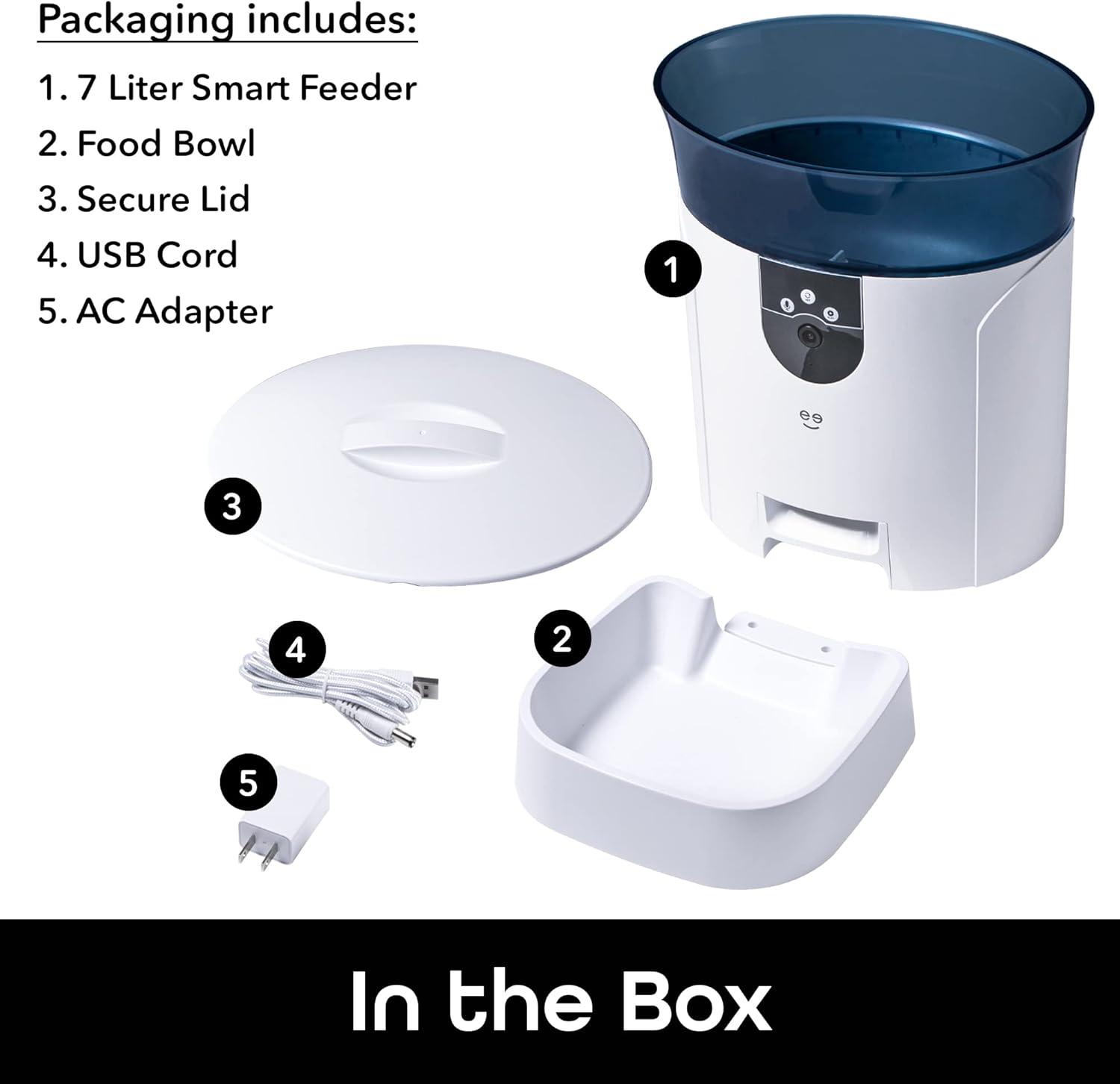 Geeni Pet Connect Feeder with Camera, 7 Liter Automatic Pet Dog & Cat Pet Feeder HD Camera