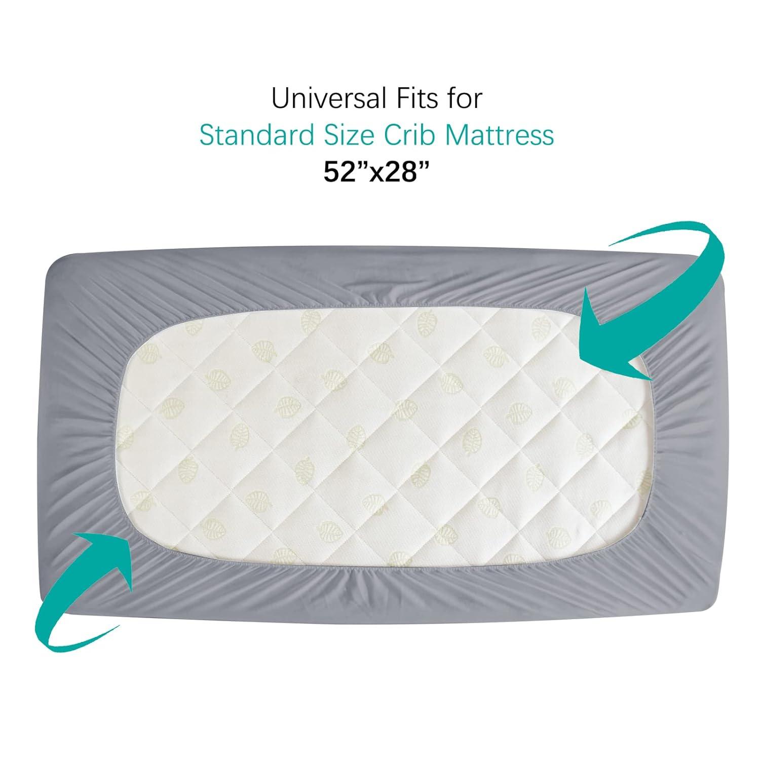 Biloban Waterproof Crib Mattress Protector 2 Pack, Fitted Crib Mattress Cover Sheets, Toddler Mattress Protector Fit Baby Toddler Bed Mattress Pad (Standard Size 52" x 28")