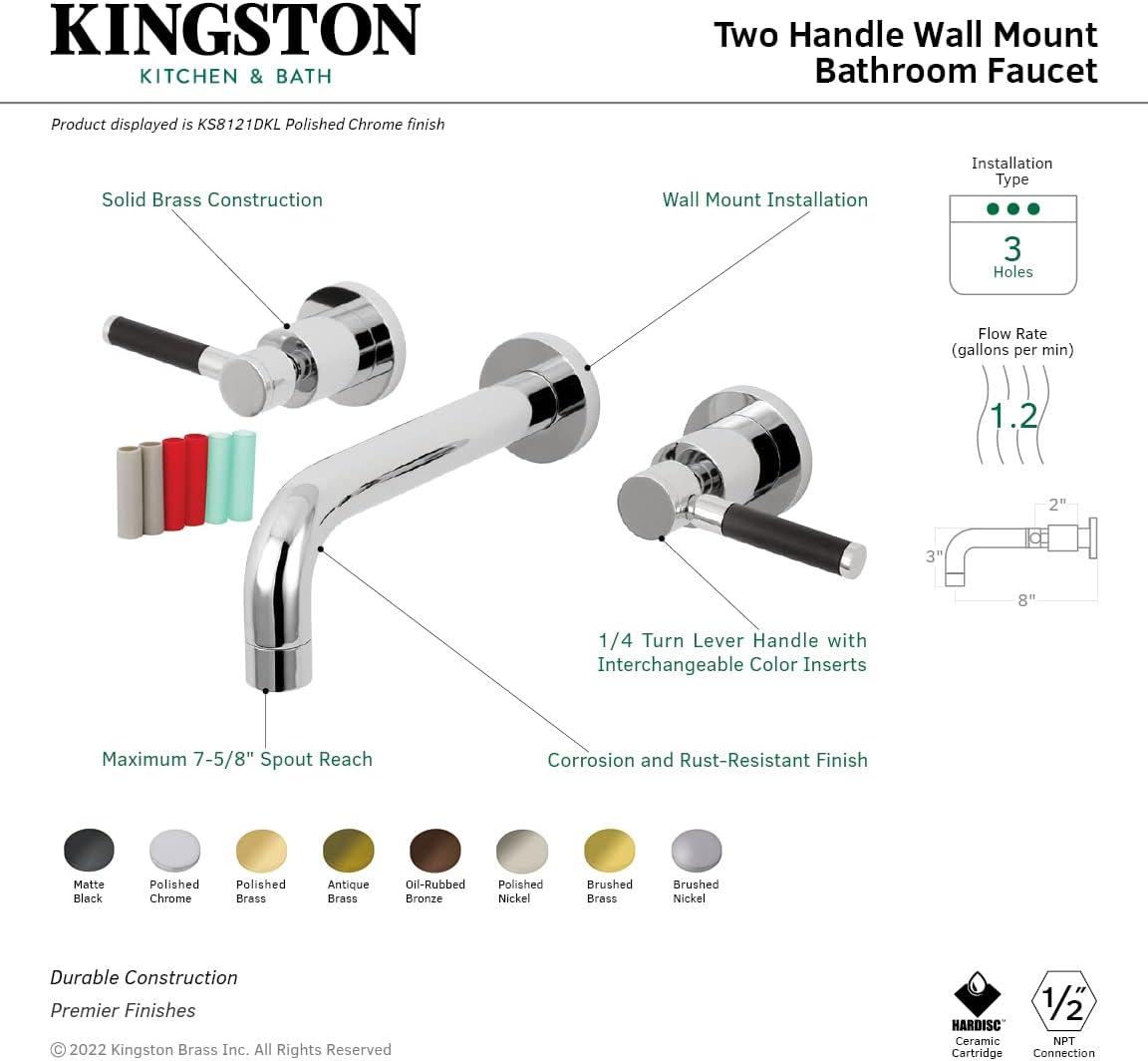 Kingston Brass Kaiser Two-Handle 3-Hole Wall Mount Bathroom Faucet