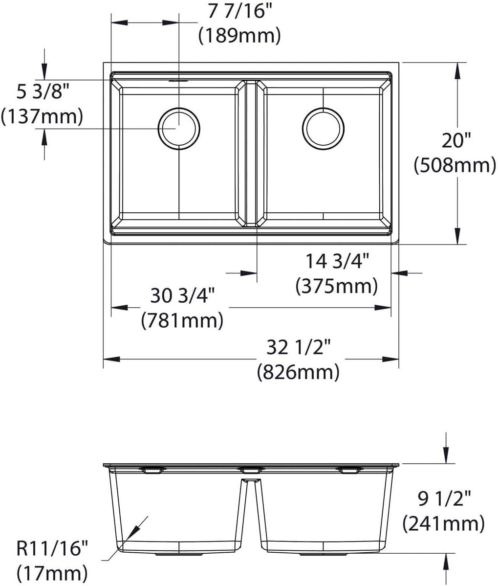 Matte Black Quartz Double Bowl Undermount Workstation Sink