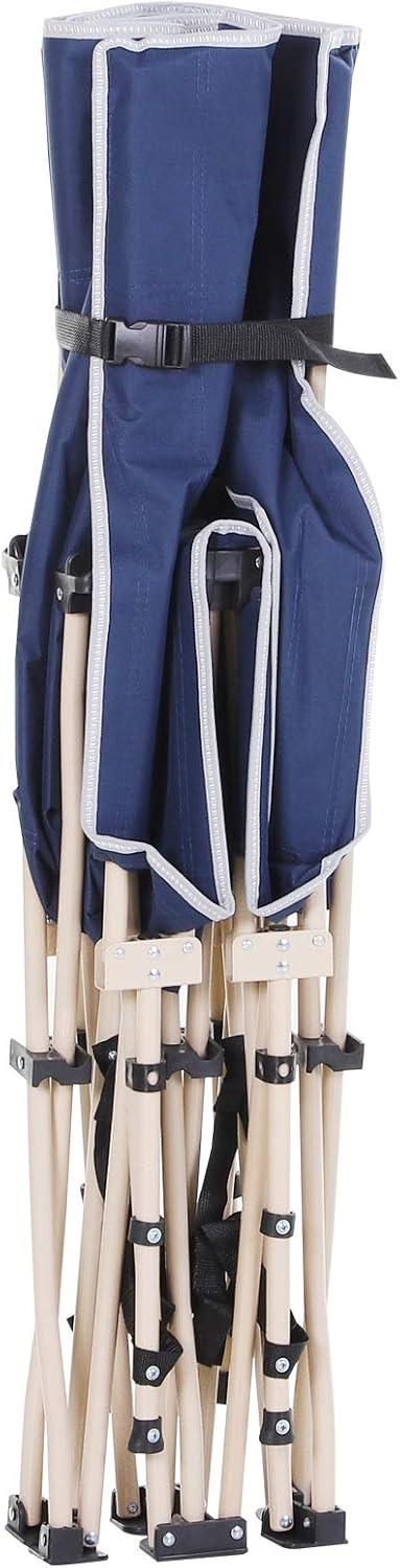 Outsunny Folding Camping Cot for Adults with Carry Bags, Side Pockets, Outdoor Portable Sleeping Bed for Travel Camp Vocation, Blue