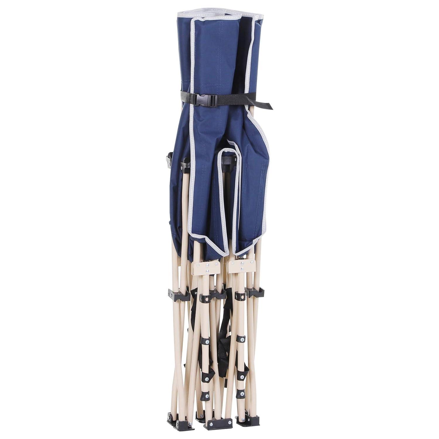 Outsunny Folding Camping Cot for Adults with Carry Bags, Side Pockets, Outdoor Portable Sleeping Bed for Travel Camp Vocation, Blue