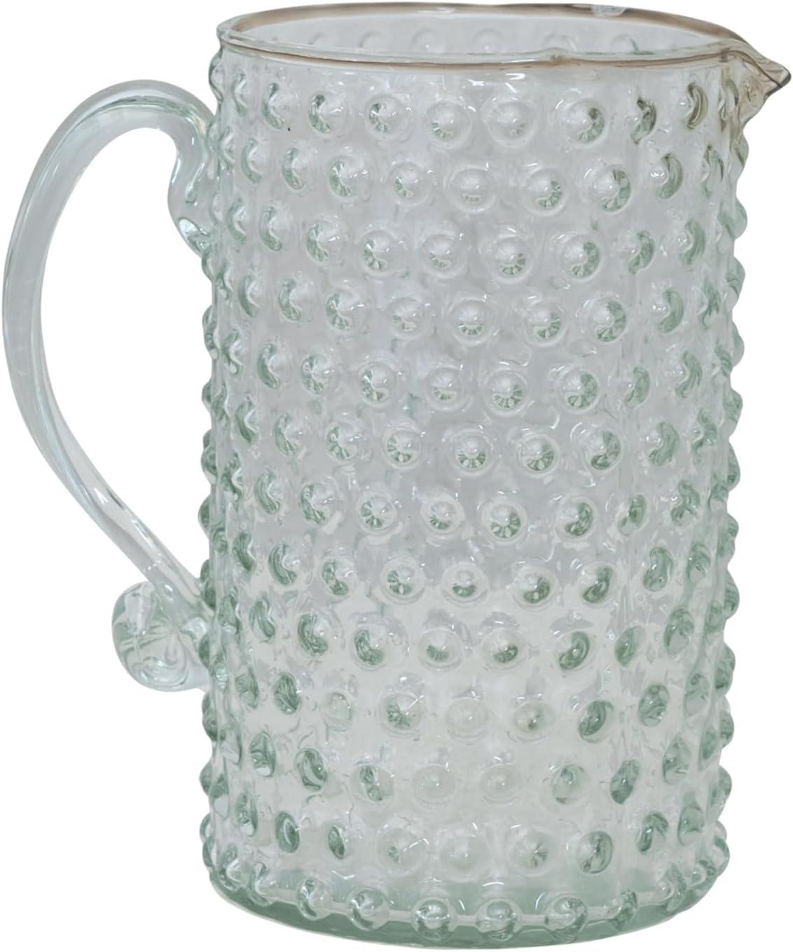 Creative Co-Op Hand Blown Glass Hobnail Pitcher, Clear