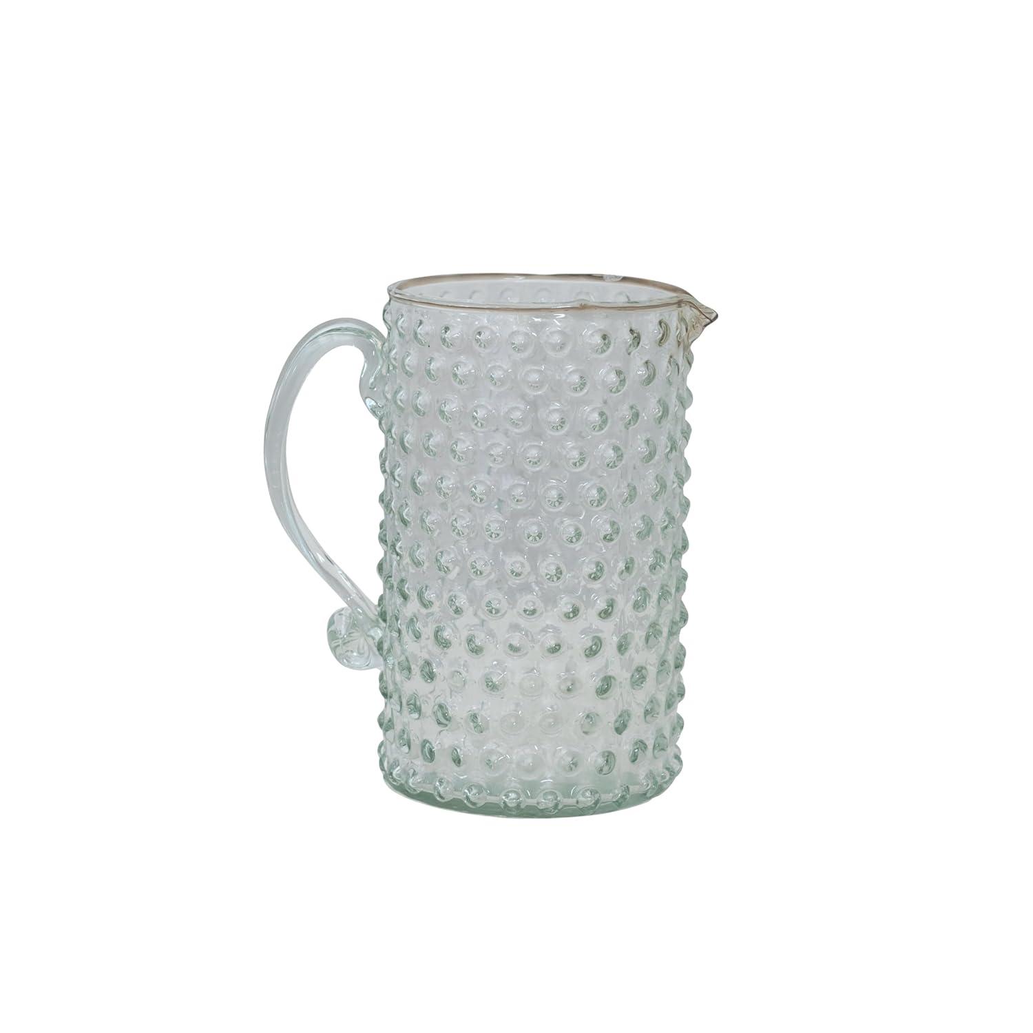 Creative Co-Op Hand Blown Glass Hobnail Pitcher, Clear