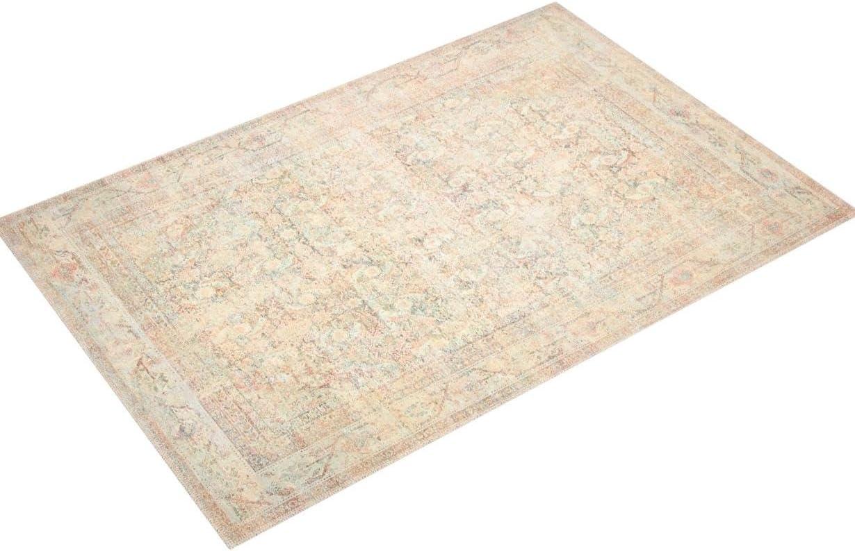 Ivory Rectangular Stain-Resistant Synthetic Area Rug 60" x 90"