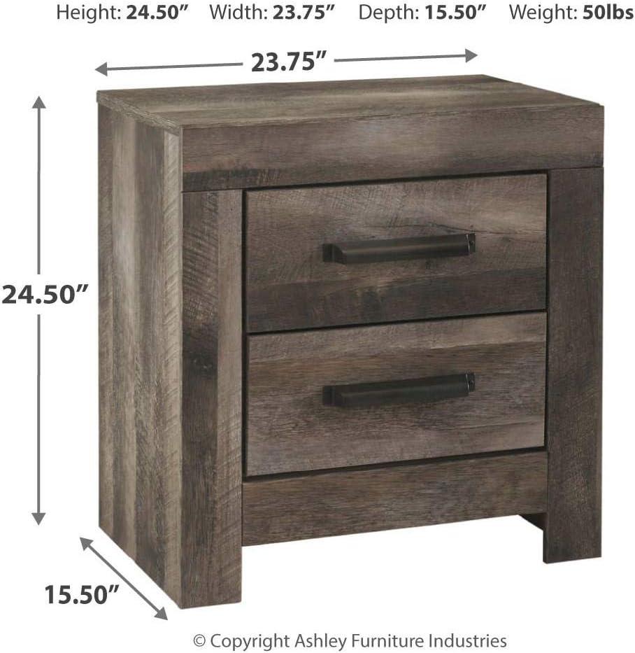 Cambeck Nightstand White - Signature Design by Ashley: Industrial Style Bedside Table with USB Ports & Storage