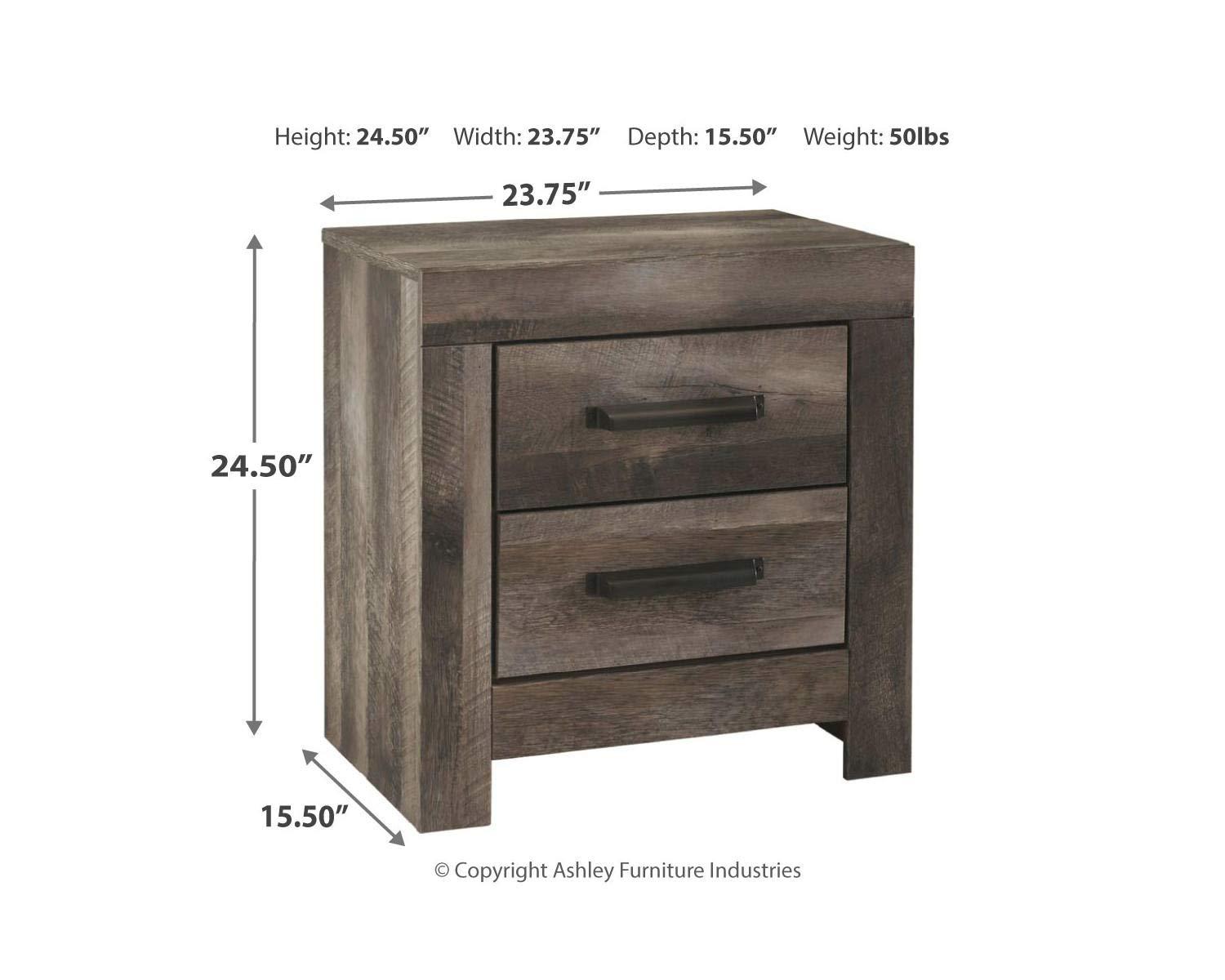 Cambeck Nightstand White - Signature Design by Ashley: Industrial Style Bedside Table with USB Ports & Storage