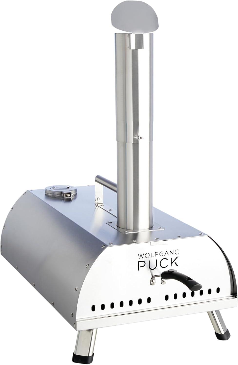 Wolfgang Puck Outdoor Pizza Oven, Durable Stainless Steel, Portable Pizza Oven, Compact Storage, Pellet Pizza Oven Silver