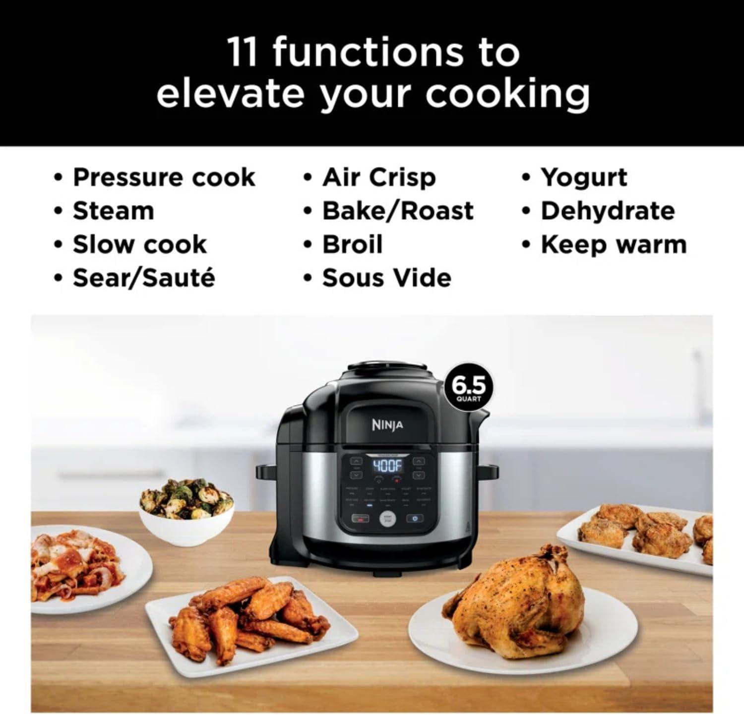 Ninja Foodi Black and Stainless Steel 6.5-Qt 11-in-1 Pressure Cooker Air Fryer