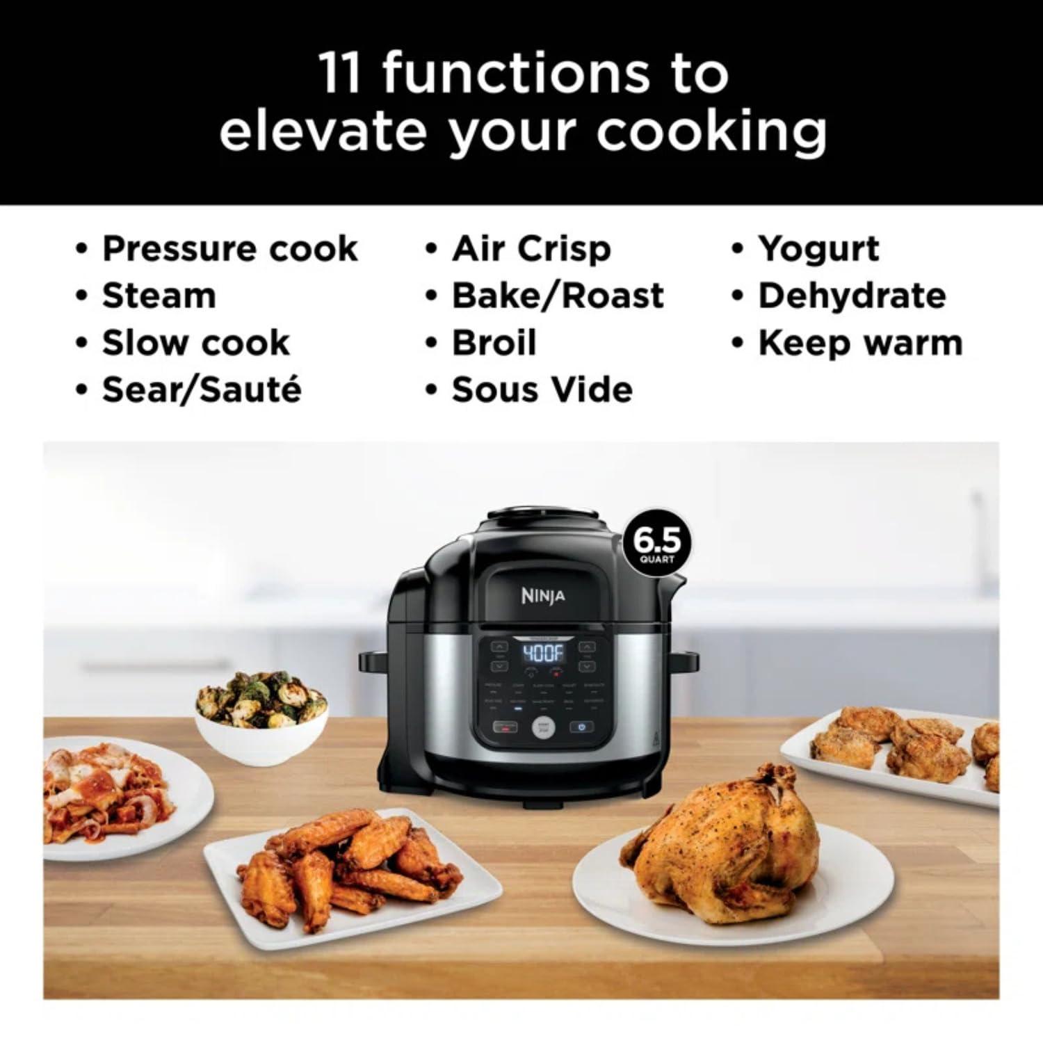 Ninja Foodi Black and Stainless Steel 6.5-Qt 11-in-1 Pressure Cooker Air Fryer