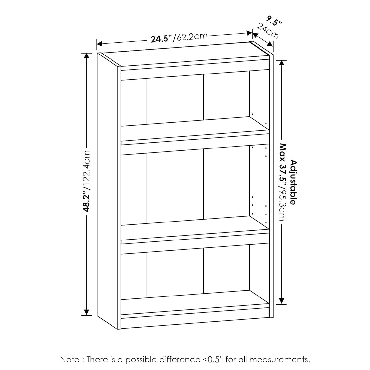Furinno JAYA Enhanced Home 3-Tier Adjustable Shelf Bookcase, Amber Pine