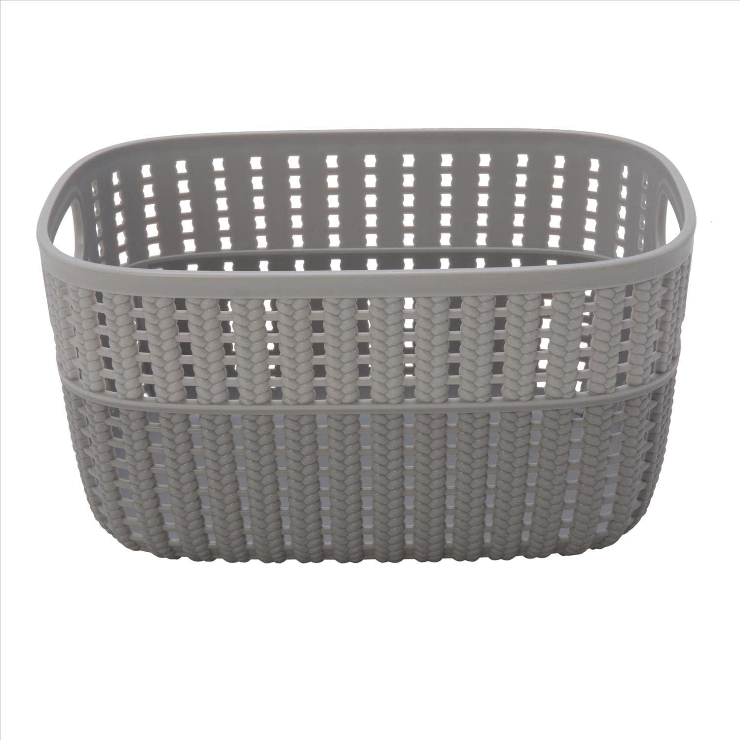 Simplify 2 Pack 2-Tone Decorative Small Plastic Storage Basket in Grey