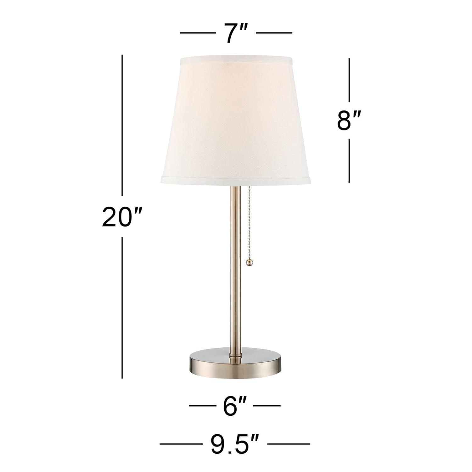 Brushed Nickel Table Lamp with USB and White Shade