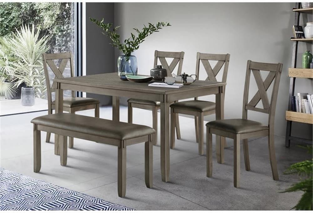 Pemberly Row 6 Piece Wood Dining Set in Gray