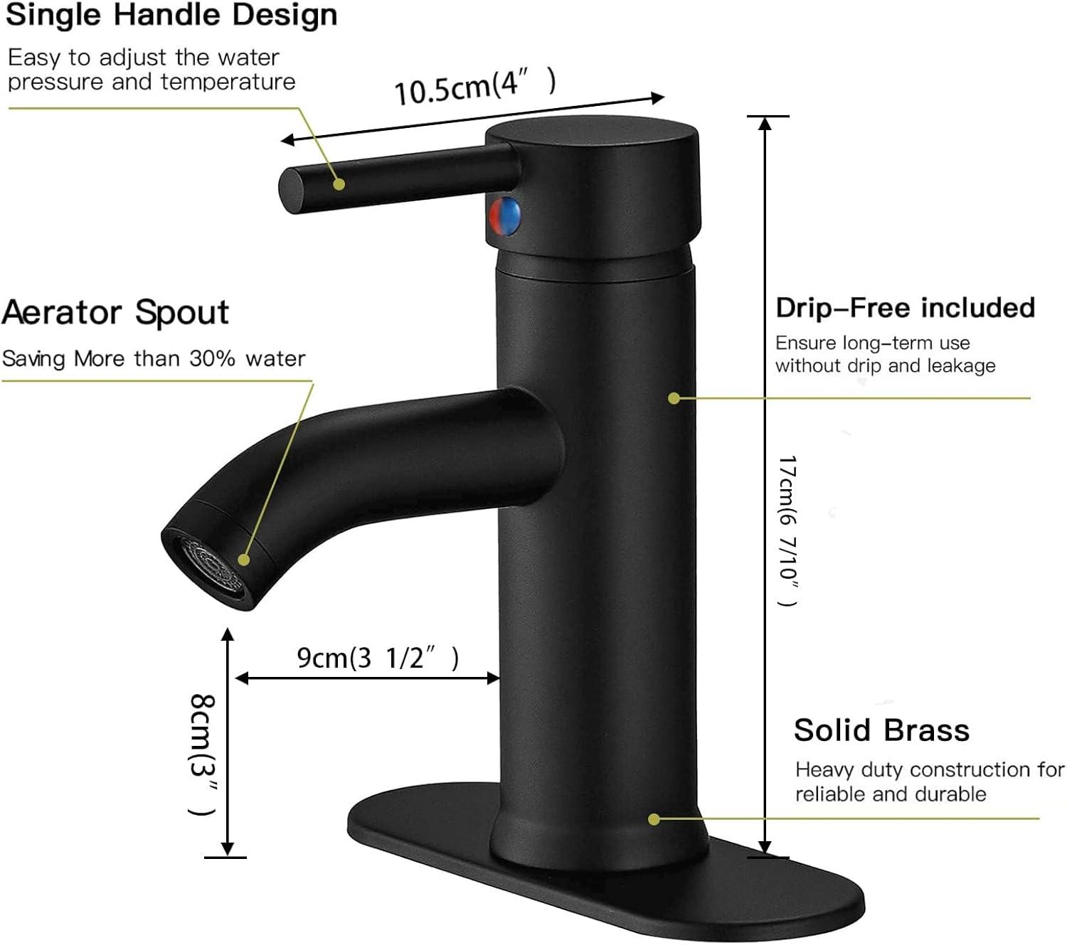 Single Hole Faucet Single-handle Bathroom Faucet with Drain Assembly