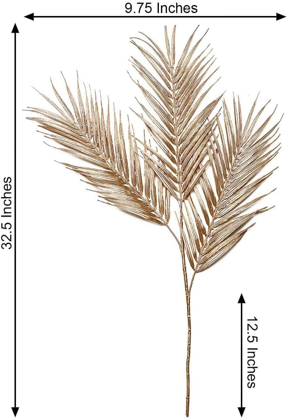 Efavormart Pack of 2 | 32" Metallic Gold Artificial Palm Leaf Spray, Tropical Leaves Vase Filler Floral Decoration