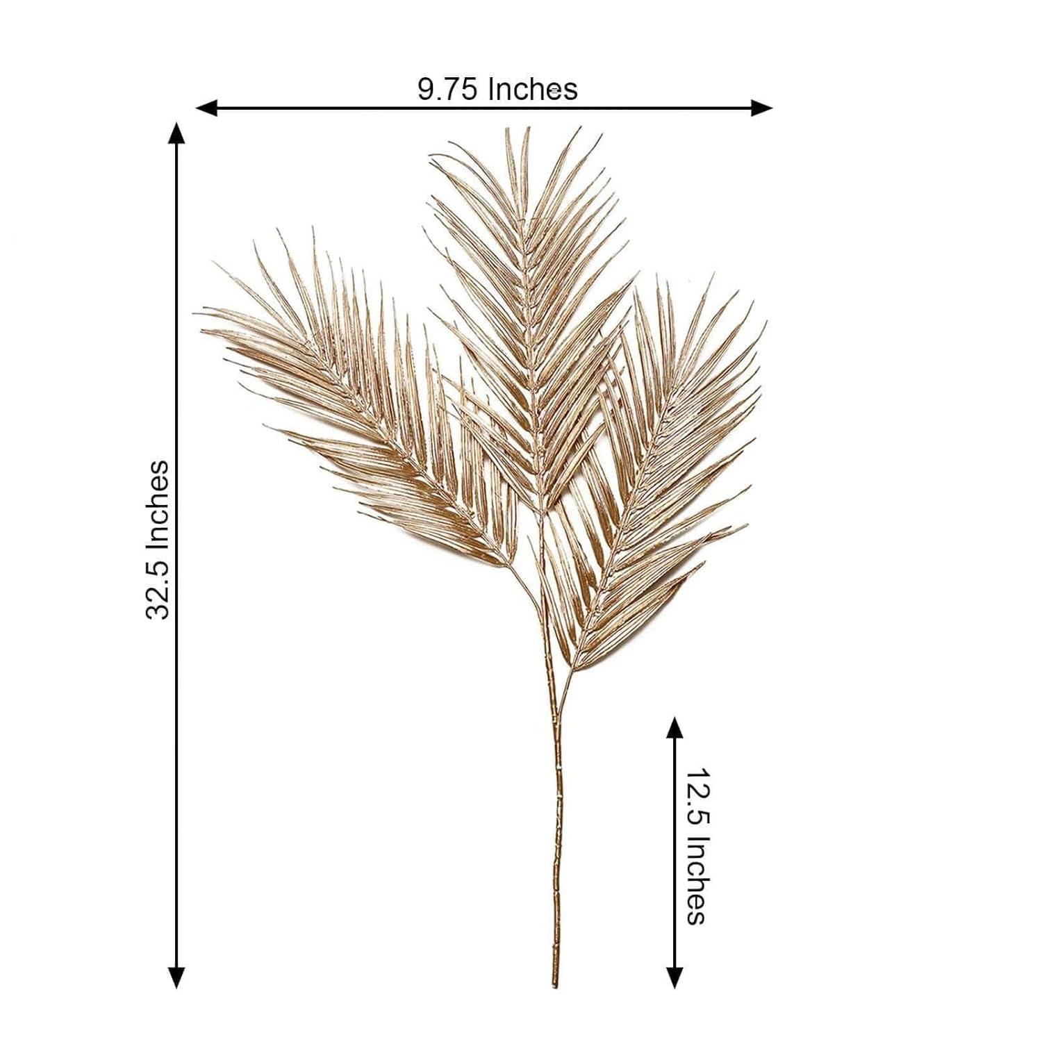 Efavormart Pack of 2 | 32" Metallic Gold Artificial Palm Leaf Spray, Tropical Leaves Vase Filler Floral Decoration