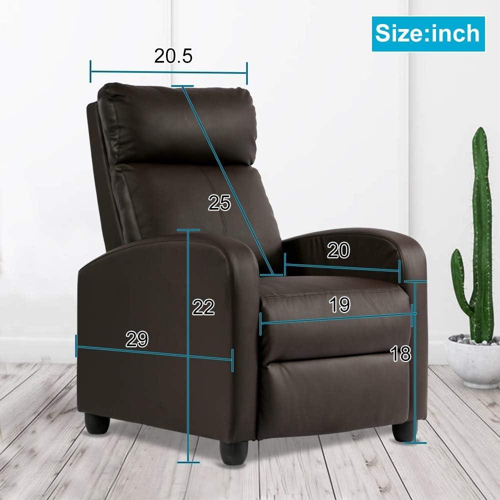 FDW Recliner Chair for Living Room Massage Recliner Sofa Reading Chair Winback Single Sofa Home Theater Seating Modern Reclining Chair, Brown