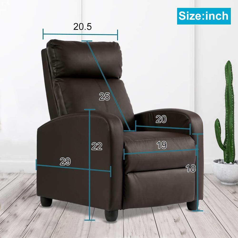 FDW Recliner Chair for Living Room Massage Recliner Sofa Reading Chair Winback Single Sofa Home Theater Seating Modern Reclining Chair, Brown