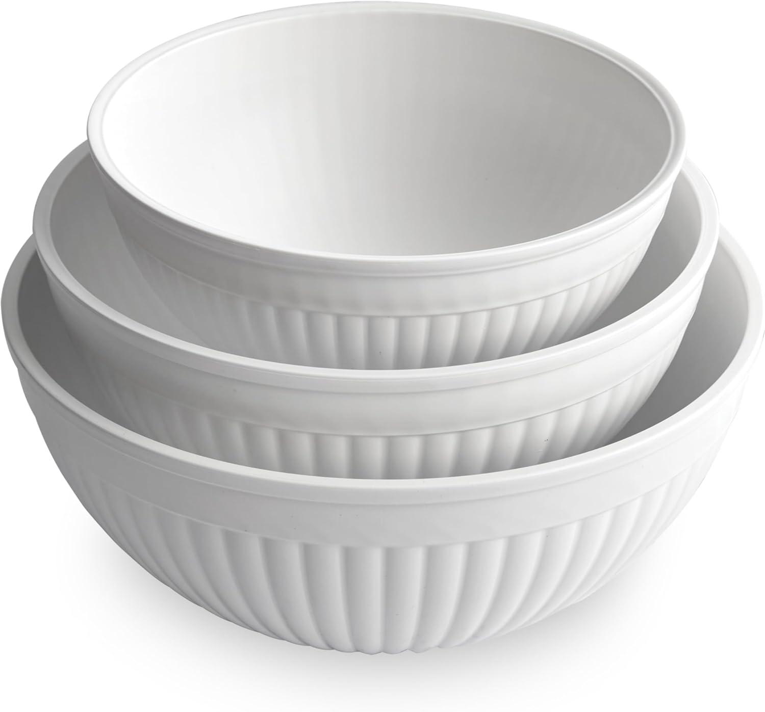 Nordic Ware 3 Piece Prep & Serve Mixing Bowl Set, White