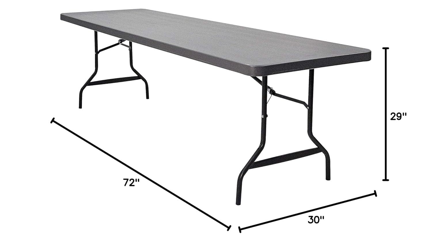 Charcoal Industrial Folding Table with Steel Frame, 72" x 30"