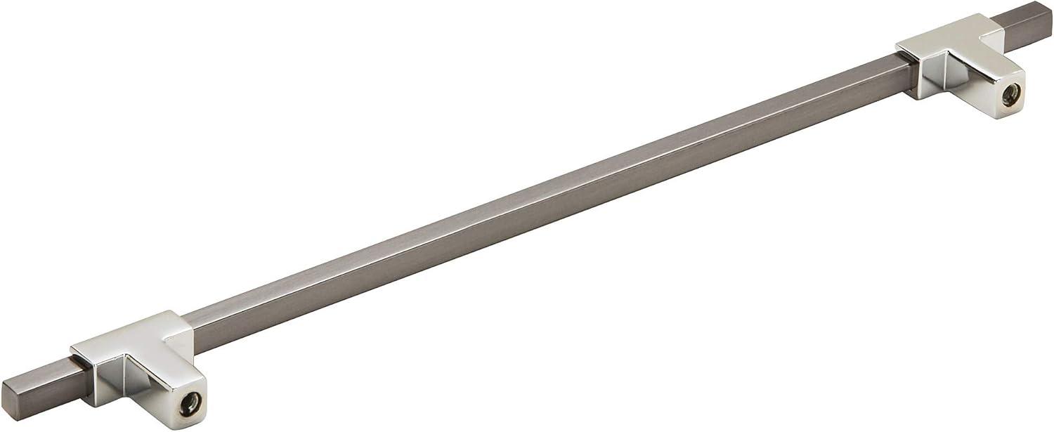 Amerock Urbanite 10-1/16 inch (256mm) Center-to-Center Polished Chrome/Black Chrome Cabinet Pull