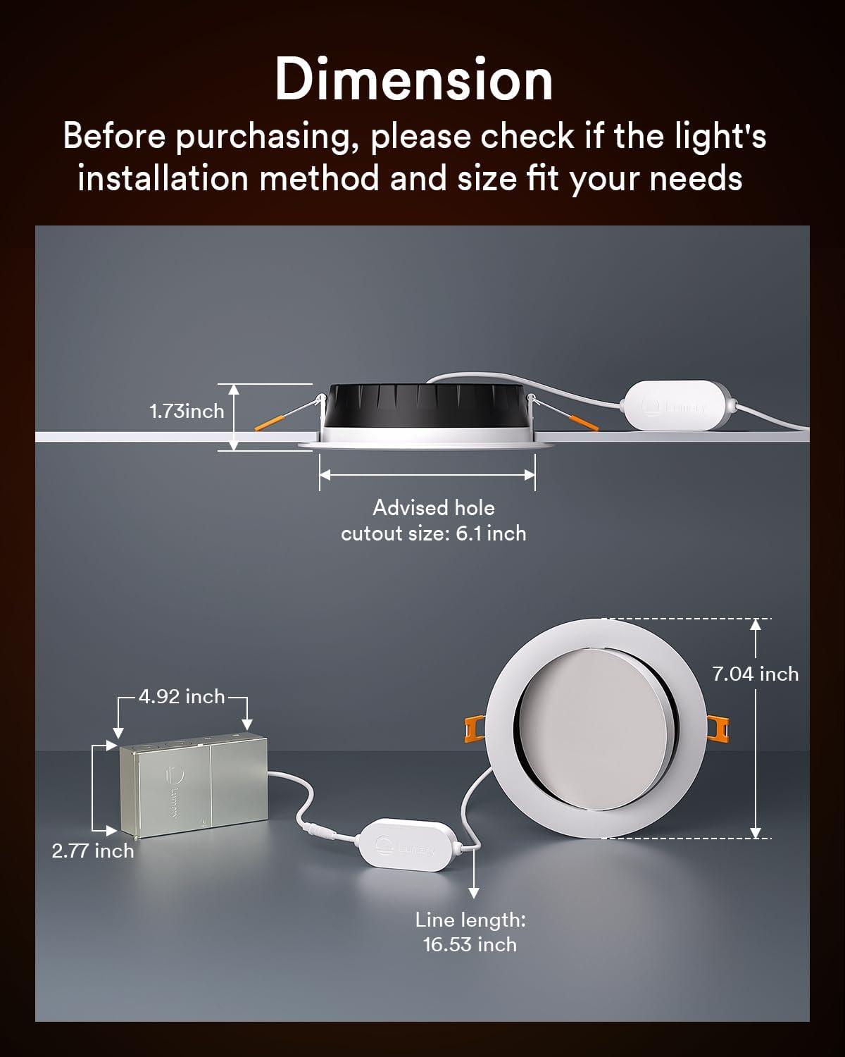 6 Inch LED Smart Recessed Lights with J-Box, Color Changing RGBCW Downlight, Voice Control