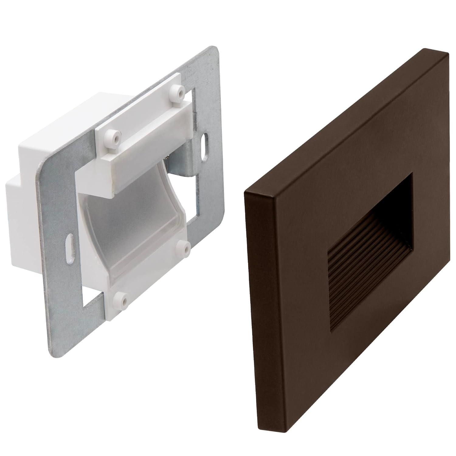 Maxxima Horizontal LED Step Light, Indoor/Outdoor Stair Light, 3 CCT Color Selectable 3000K, 4000K, 5000K, 50 Lumens, Oil Rubbed Bronze, 2-Pack