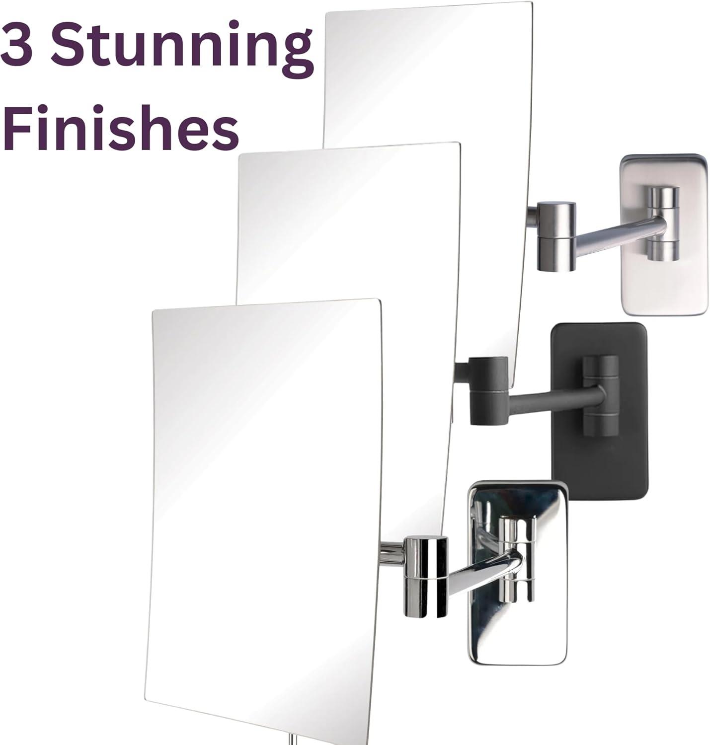 Wrought Studio™ Wall Mount Makeup Mirror with 5X Magnification - 8.75” x 6.5” Rectangular Mirror Extends 14”