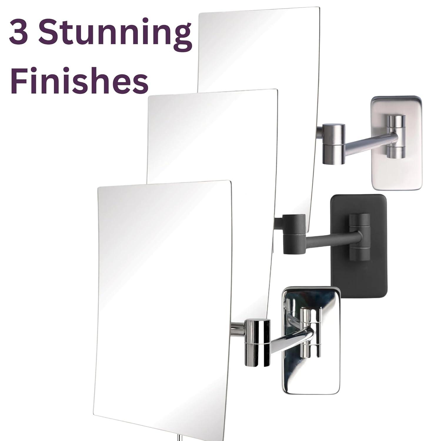 Wrought Studio™ Wall Mount Makeup Mirror with 5X Magnification - 8.75” x 6.5” Rectangular Mirror Extends 14”