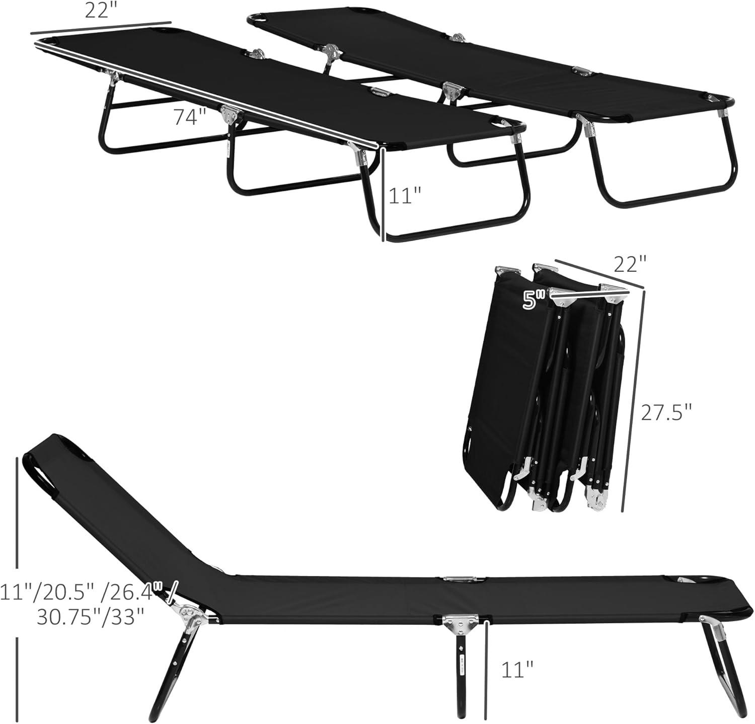 Outsunny Patio Chaise Lounge Chair, Layout Sun Tanning, Folding Sunbathing Beach Chair for Adults, Reclining Lay Down Lounger for Pool, Black