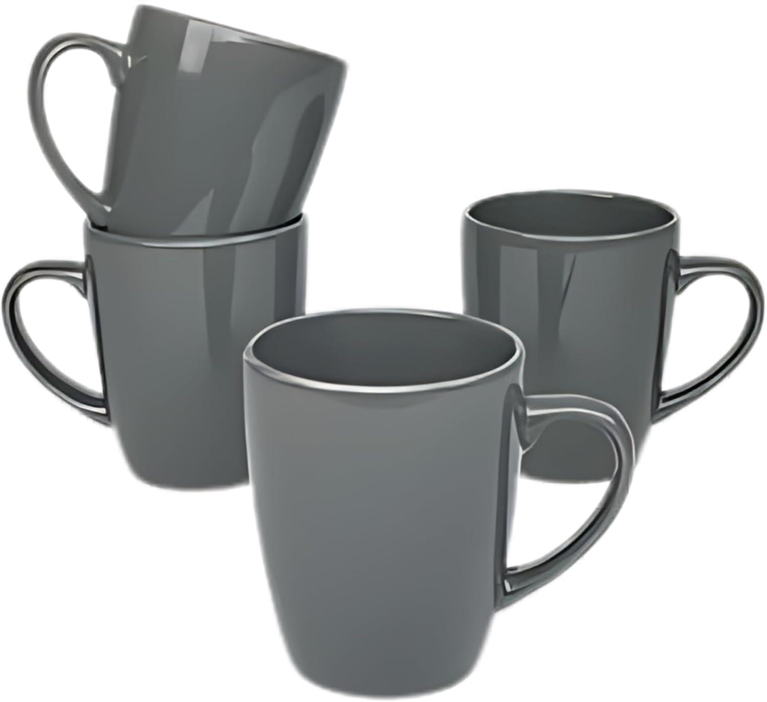 Gray Ceramic 13 oz Microwave Safe Coffee Mug Set