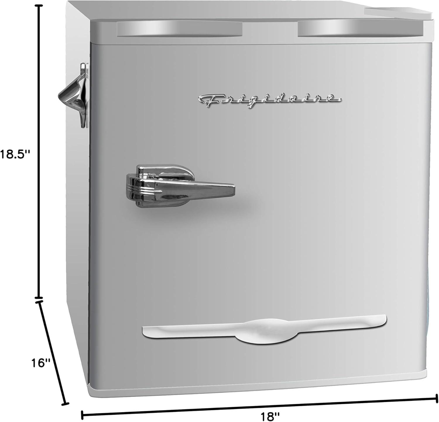 Frigidaire 1.6 cu ft Retro Fridge With Side Bottle Opener Moonbeam: Compact Dorm & Skincare Refrigerator-Freezer, Manual Defrost