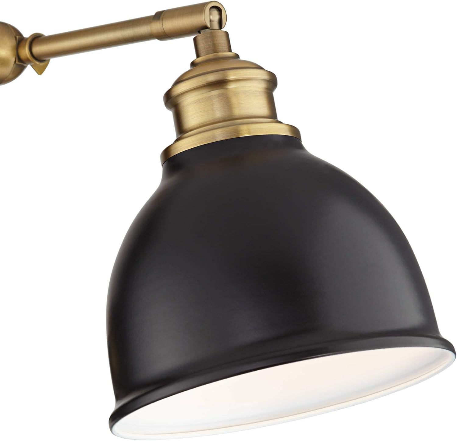 Black and Brass Adjustable Swing Arm Wall Lamp