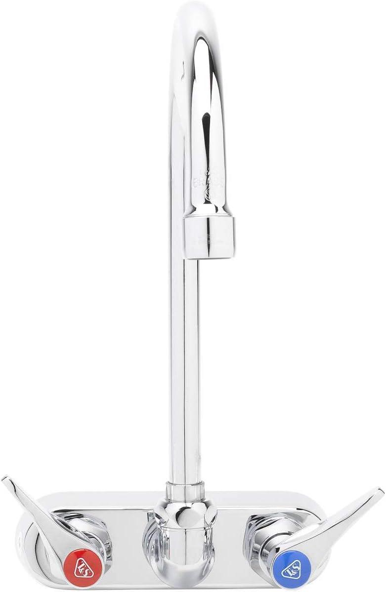 T&S Brass B-1146 Workboard Back Mounted Faucet W/ 4"" Centers & 133X Swing Goose