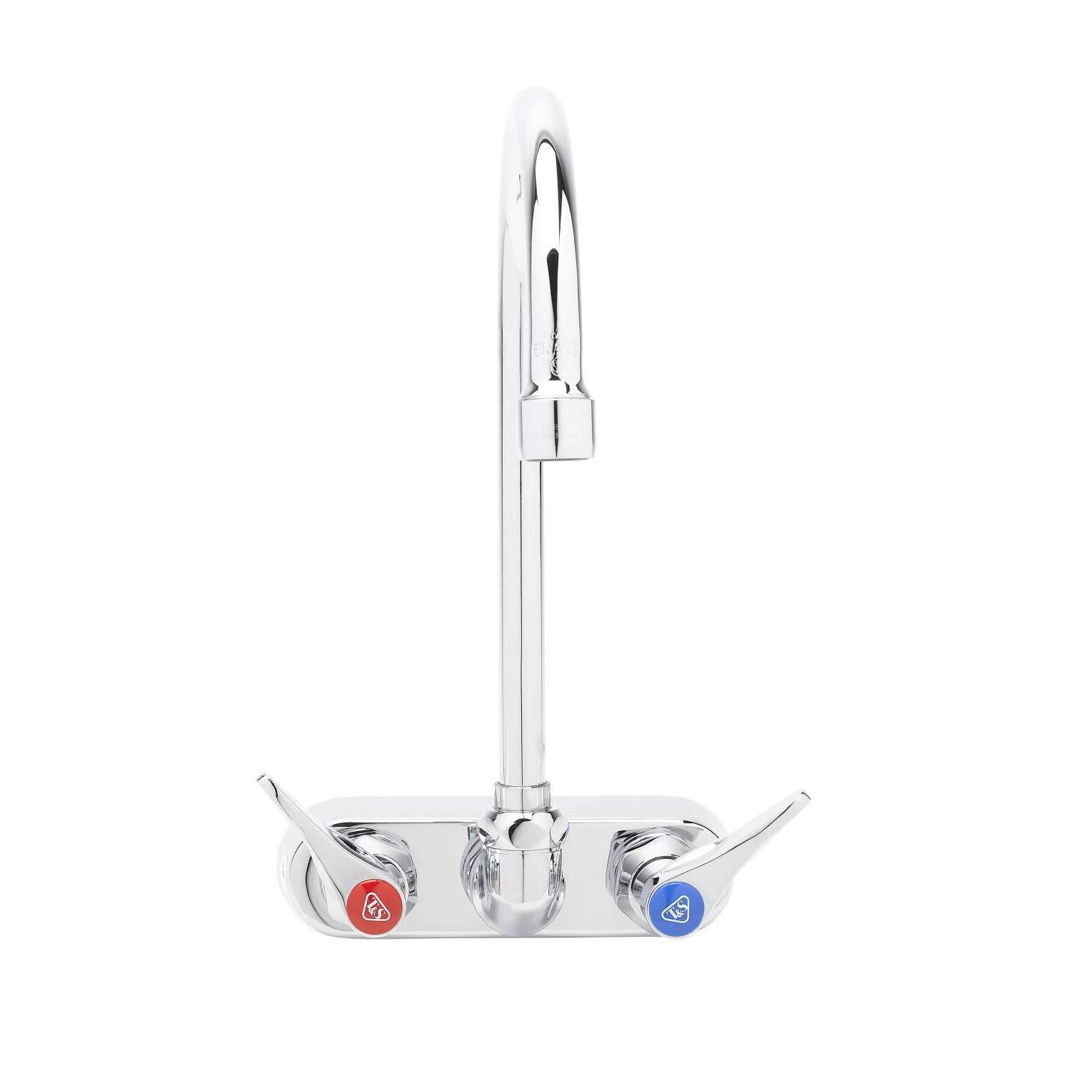 T&S Brass B-1146 Workboard Back Mounted Faucet W/ 4"" Centers & 133X Swing Goose