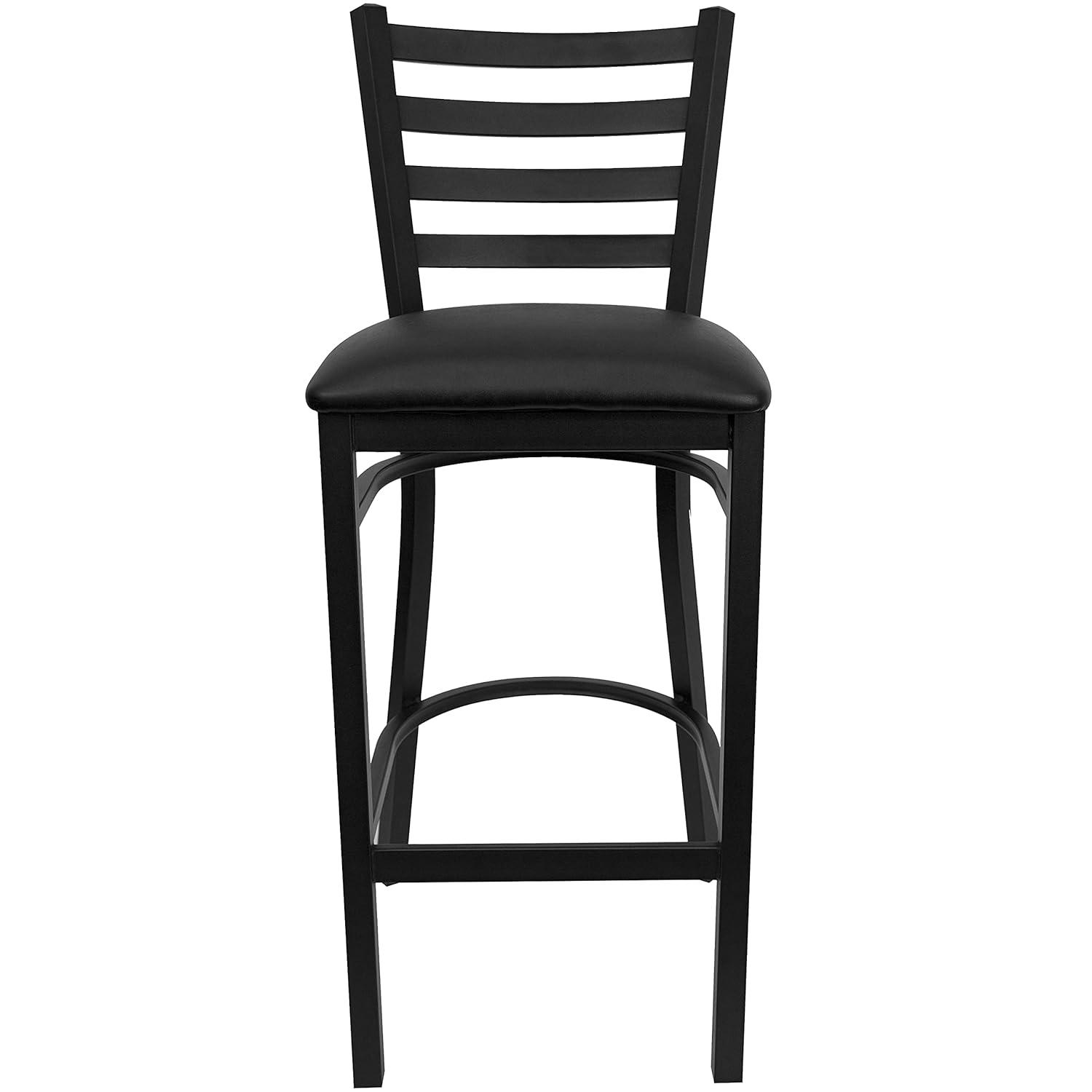 Home Square Hercules 31" Ladder Back Metal Bar Stool in Black - Set of 2