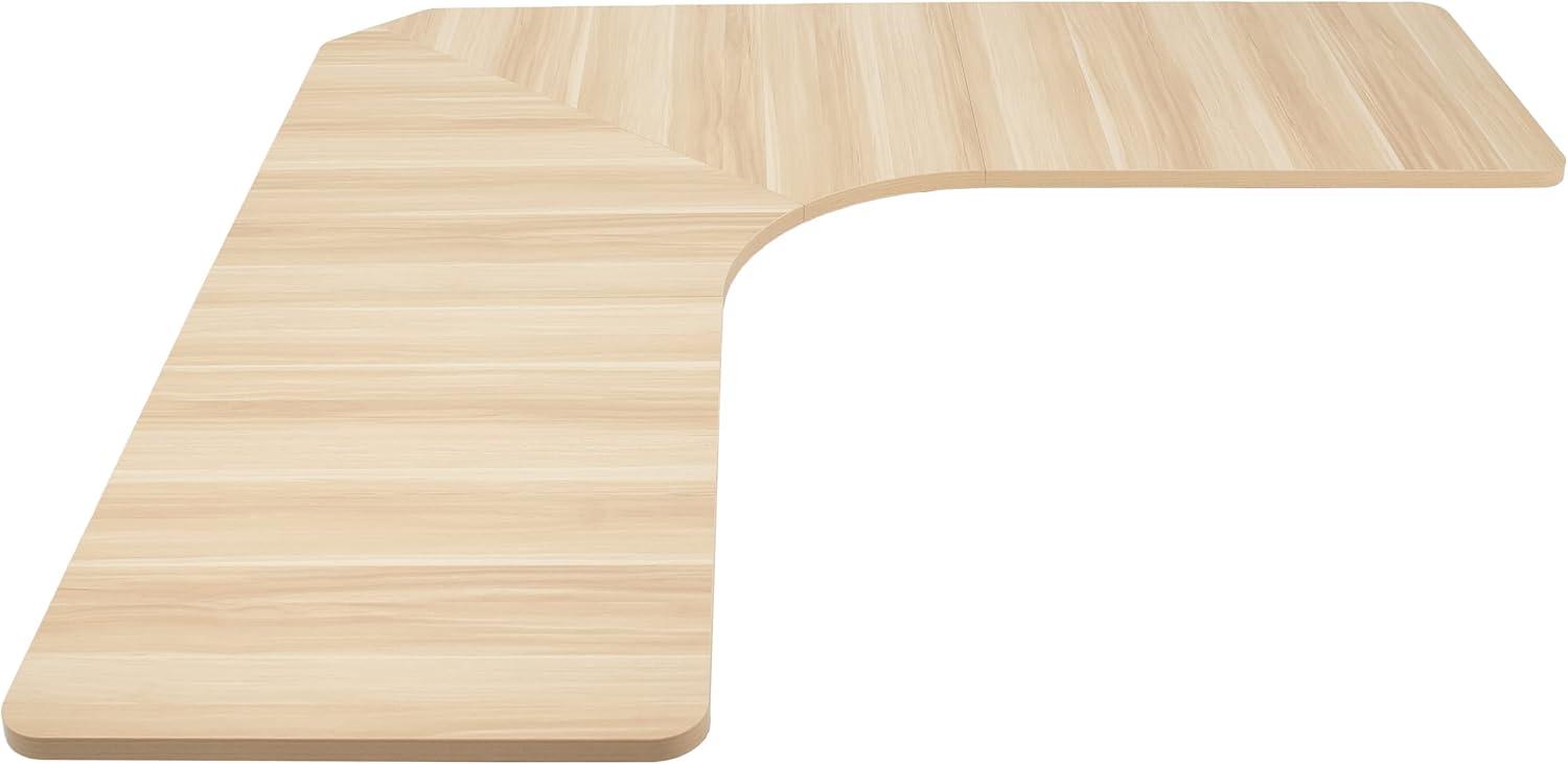 VIVO Light Wood 71x71 inch Curved Corner Table Top for Sit to Stand Desk Frames