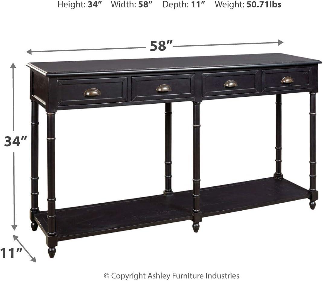 Transitional Black Wood Console Table with Storage