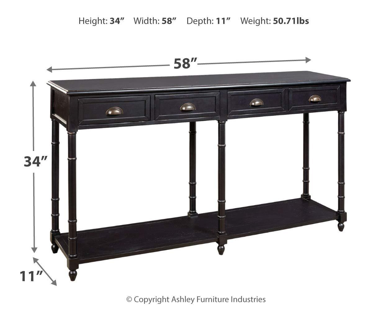 Signature Design by Ashley Eirdale Vintage Casual 4 Drawer Console Sofa Table, Black