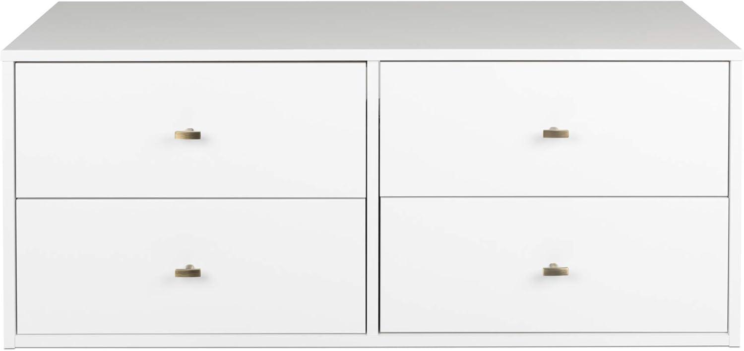 Serenity White Floating Dresser with Brushed Brass Knobs