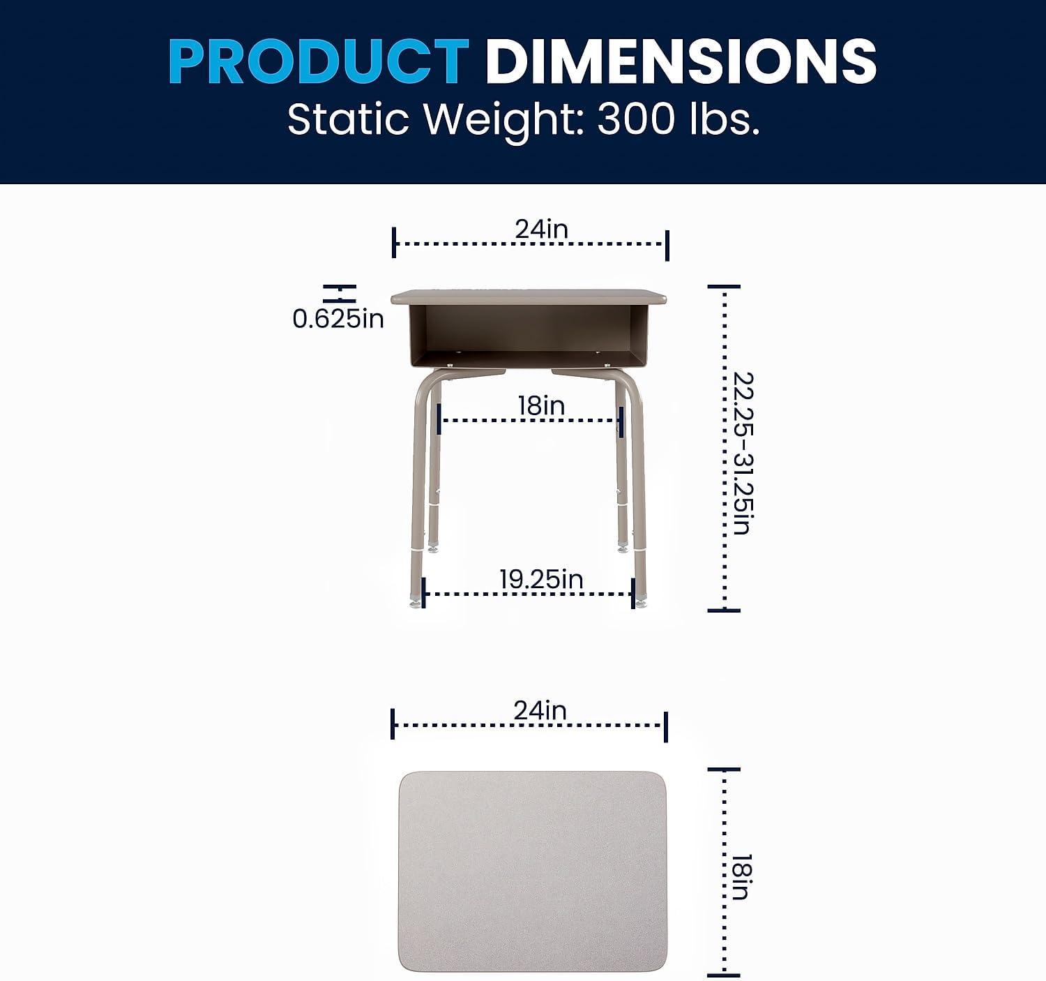 Flash Furniture Goddard Height-Adjustable Open Front Student Desk with Metal Book Box