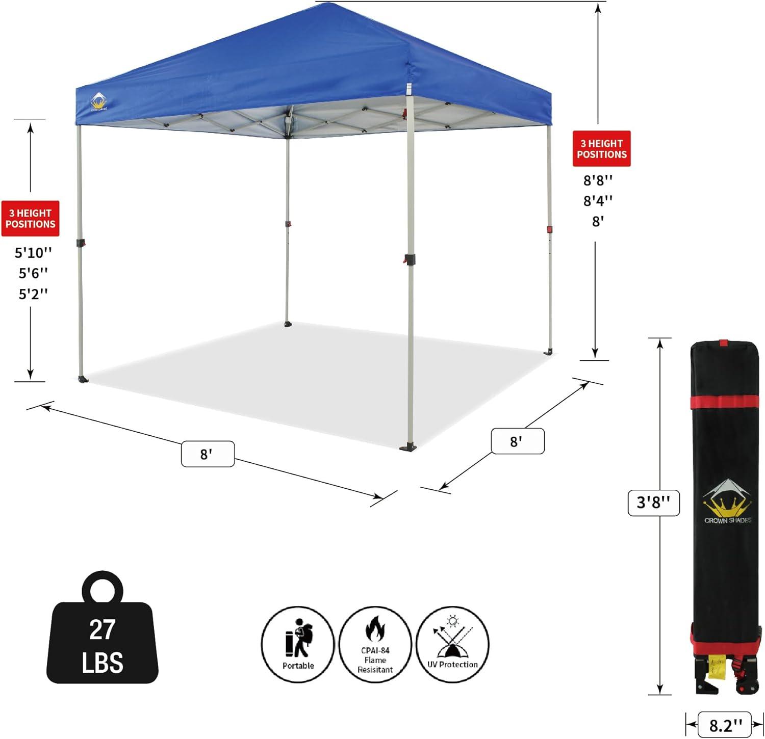 8x8 Recreational Centerlok Canopy & 1 Sidewall - Sto 'N Go, Silver Coated, 150D - RS64F-S1 Blue