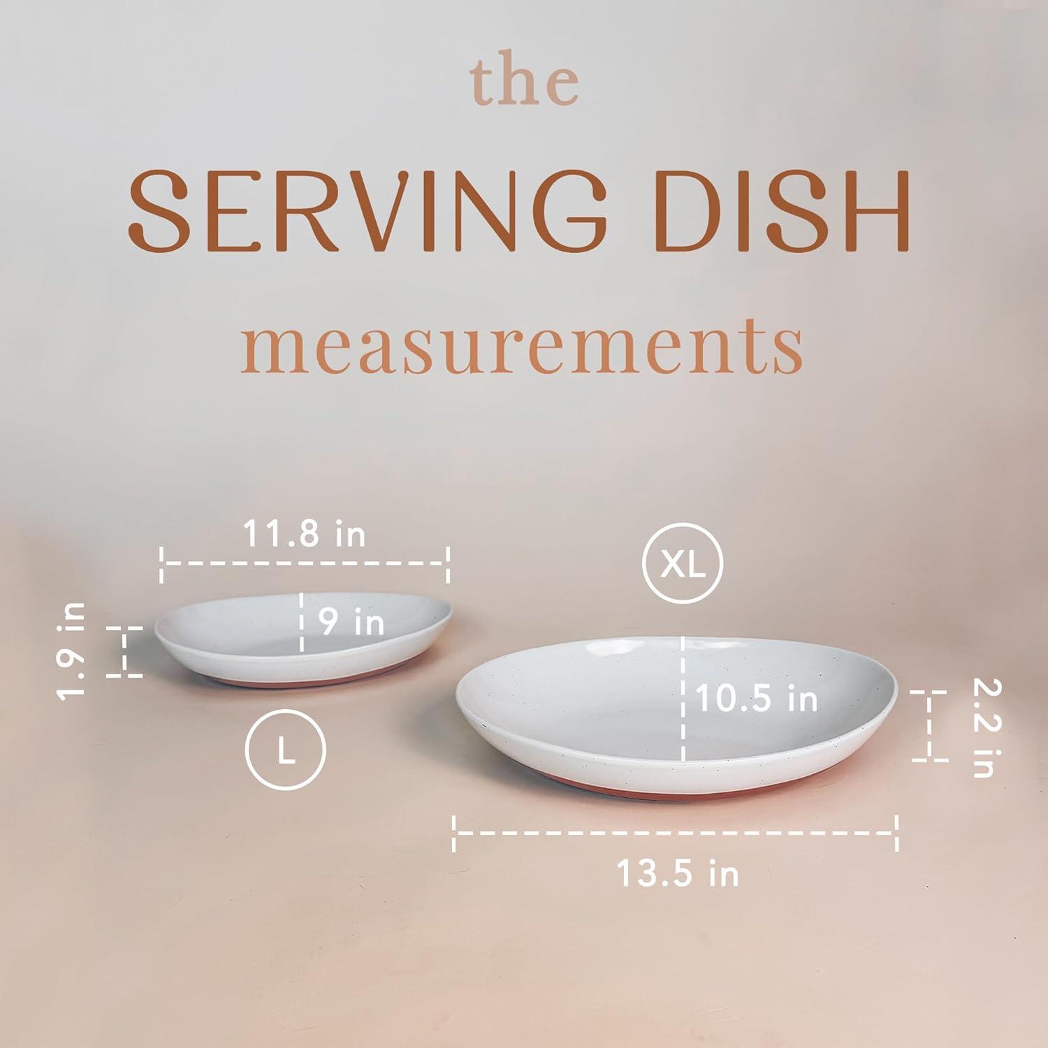 Farmhouse Oval Ceramic Serving Bowls Set of 2, Dishwasher Safe