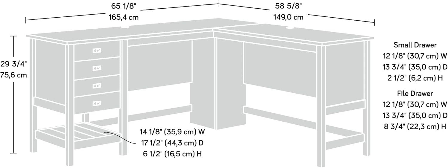 Cottage Road L-Shaped Desk Mystic Oak - Sauder: Home Office Furniture with Open Shelf & Grommets