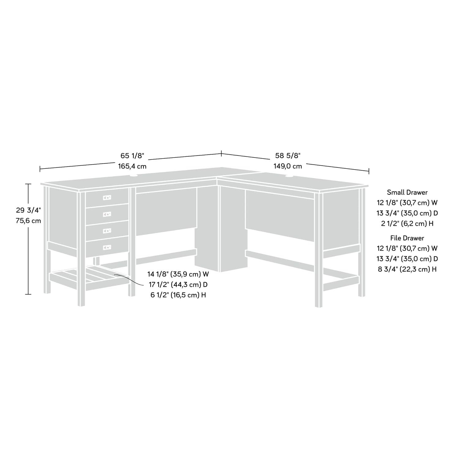 Sauder Cottage Road L-Shape Desk, Raven Oak Finish