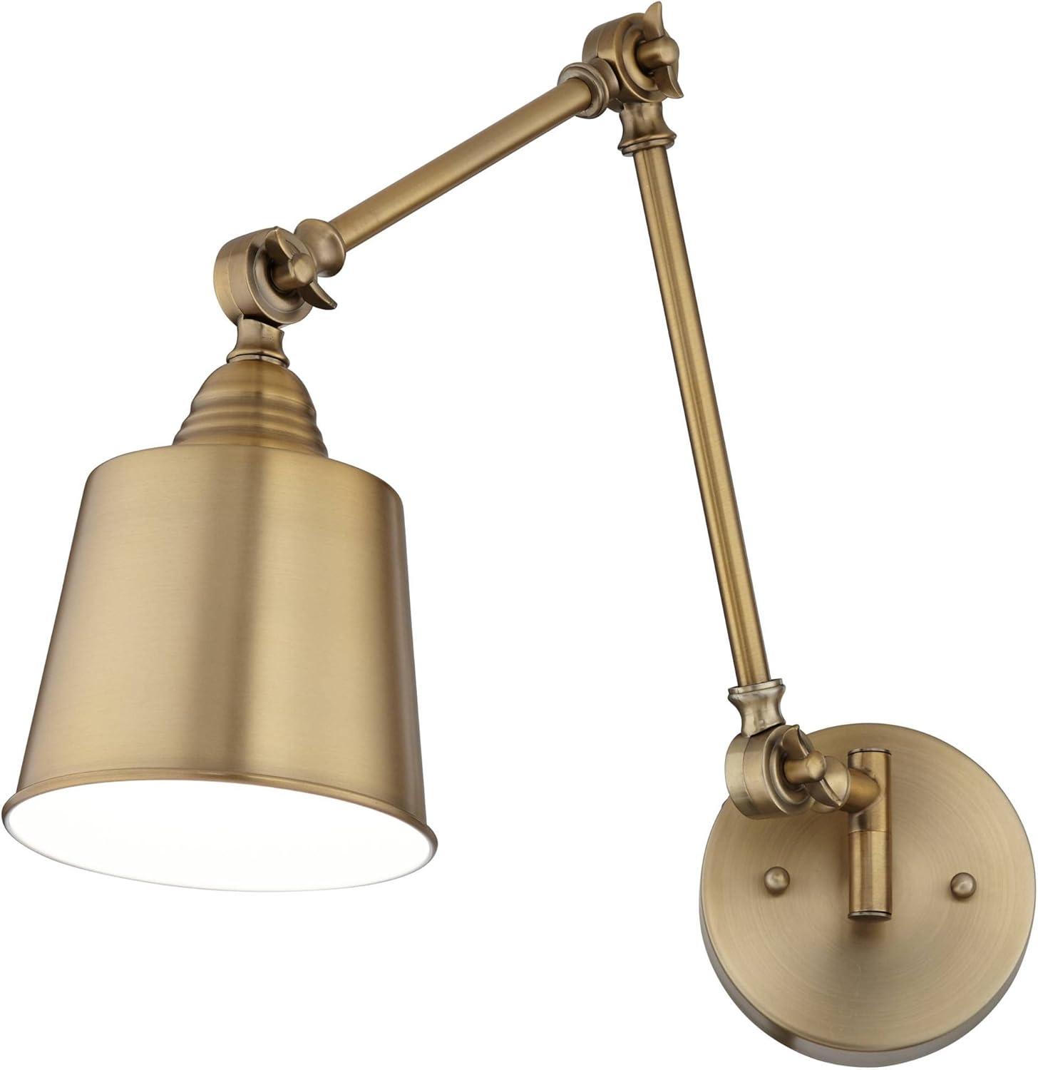 Mendes Antique Brass Finish Adjustable Arm Wall Lamps Set of 2