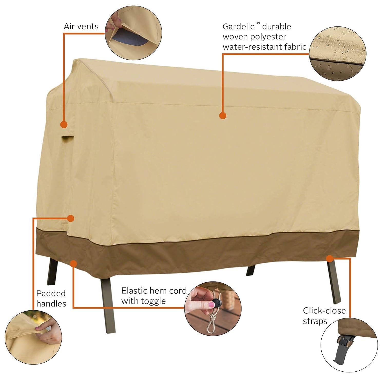 Beige and Brown Water-Resistant Canopy Swing Cover